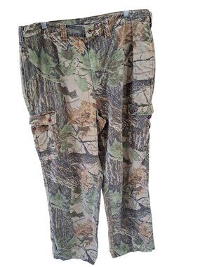 Vintage Woolrich Camo Cargo Pants Adjustable Waist Pockets Mens 36" Leaf Tree